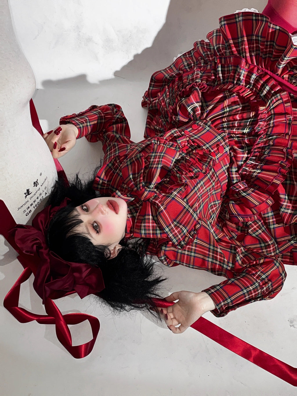 Doll's House リボンタイフリルブラウス チェック柄全4色