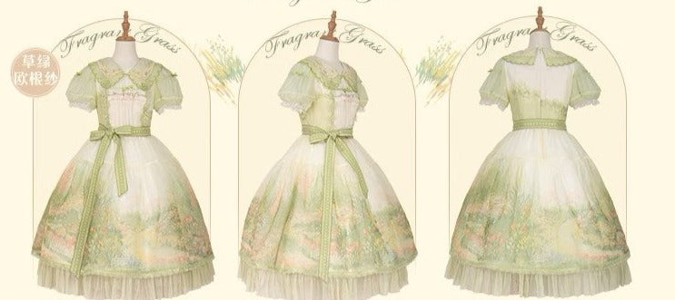 【再販・受注予約2/12まで】Fragrant Grass パフスリーブワンピース コットンタイプ