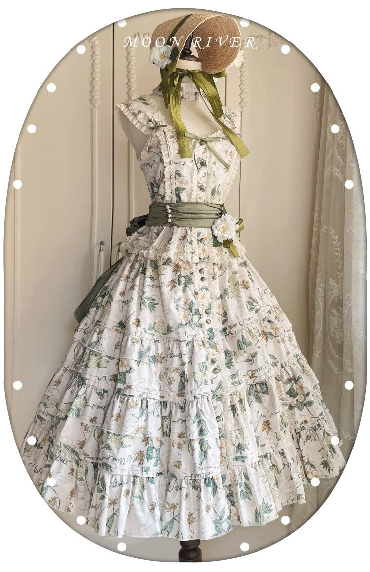 Camellia and Pearl プリントノースリーブトップス