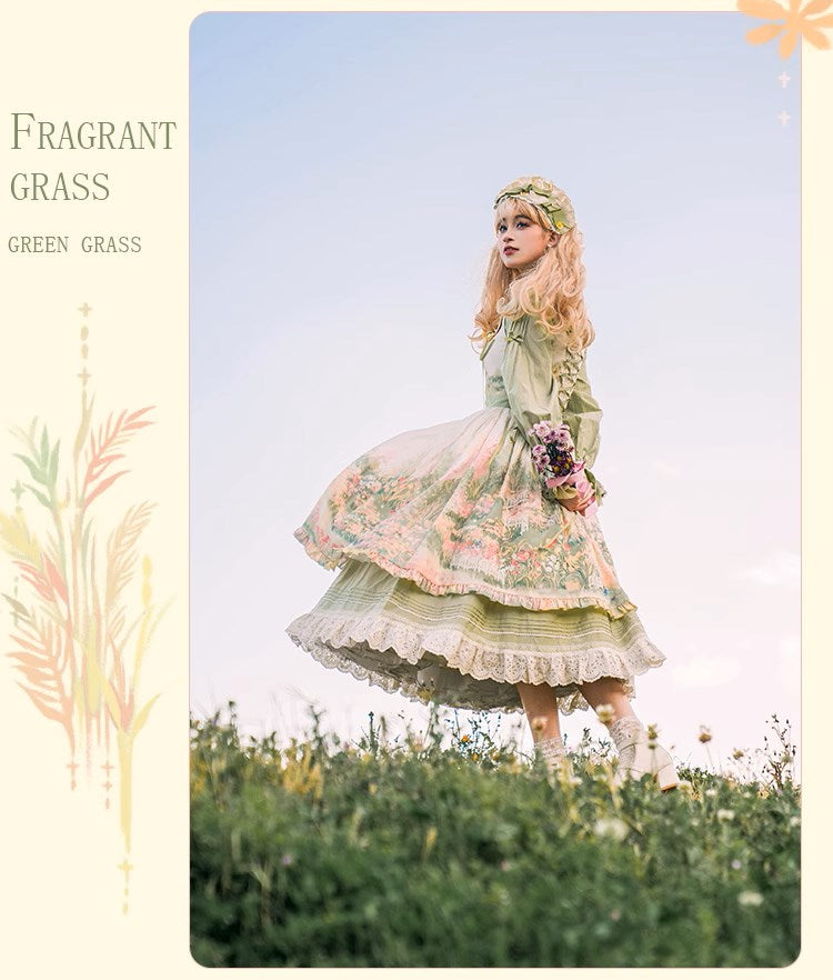 【再販・受注予約2/12まで】Fragrant Grass プリントジャンパースカート