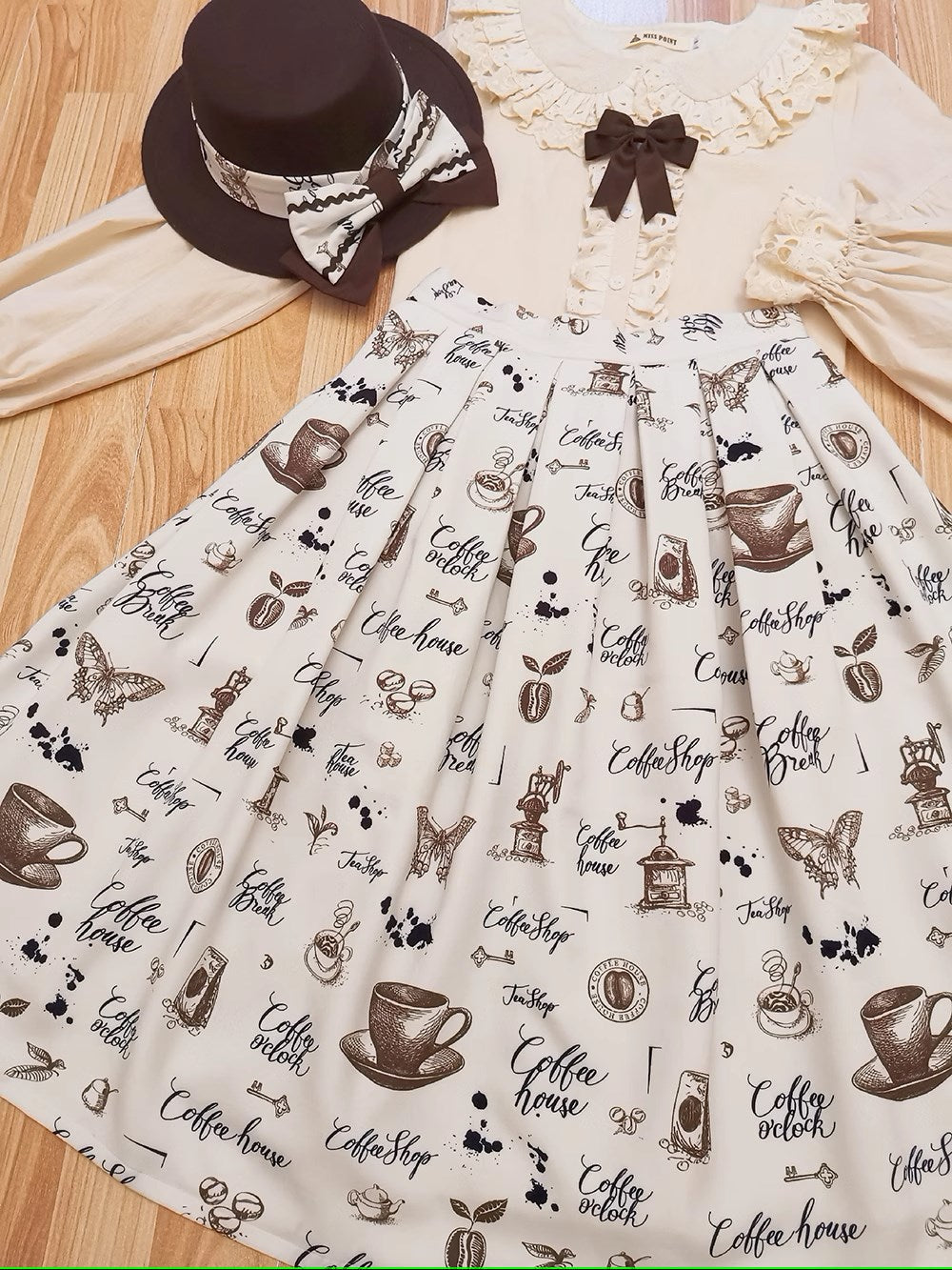 Caramel Latte Sweet Retro Girly Skirt