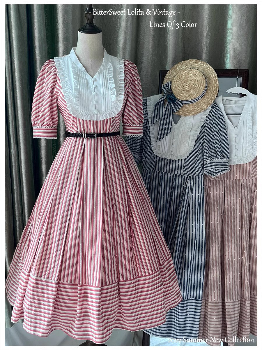 laura ashley＊Pink rose stripe dress