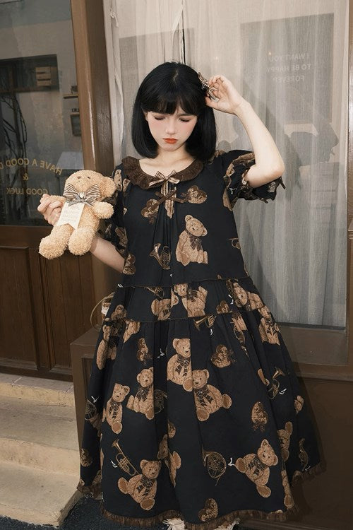 [Sales period ended] Chocolate Bear Movement One-piece dress type 1