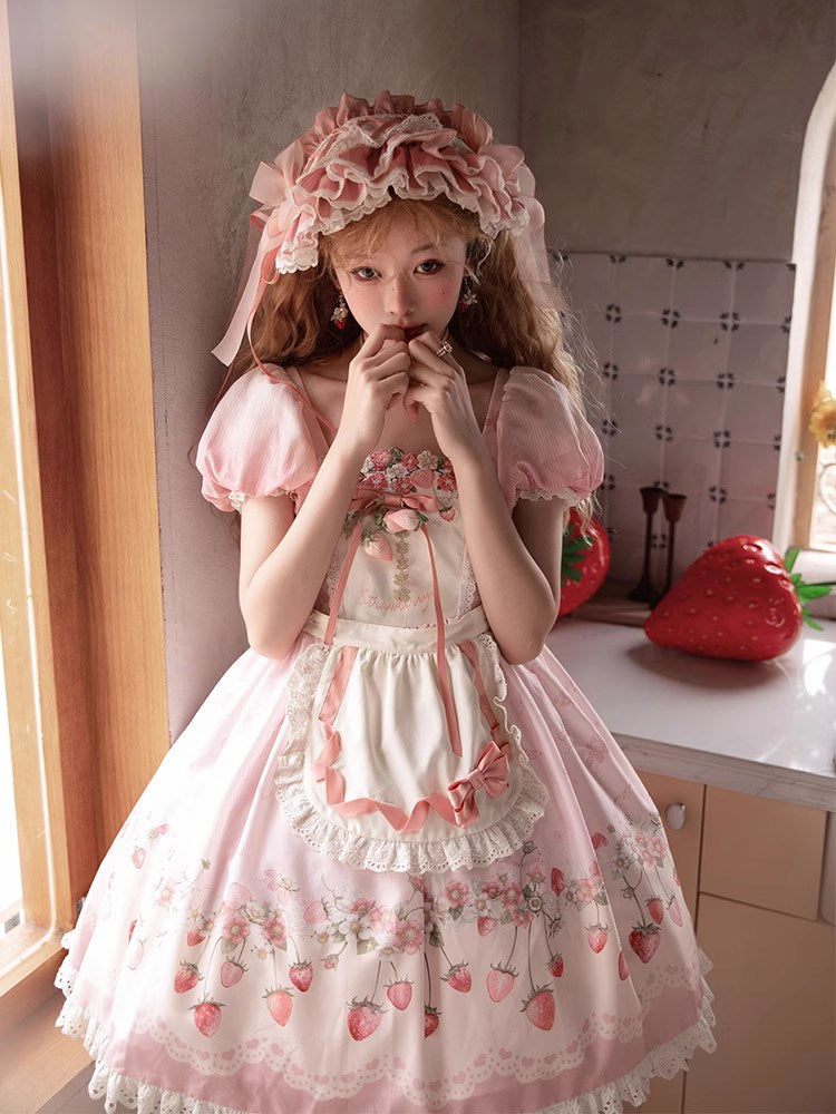 Strawberry Chiffon スクエアネックワンピース