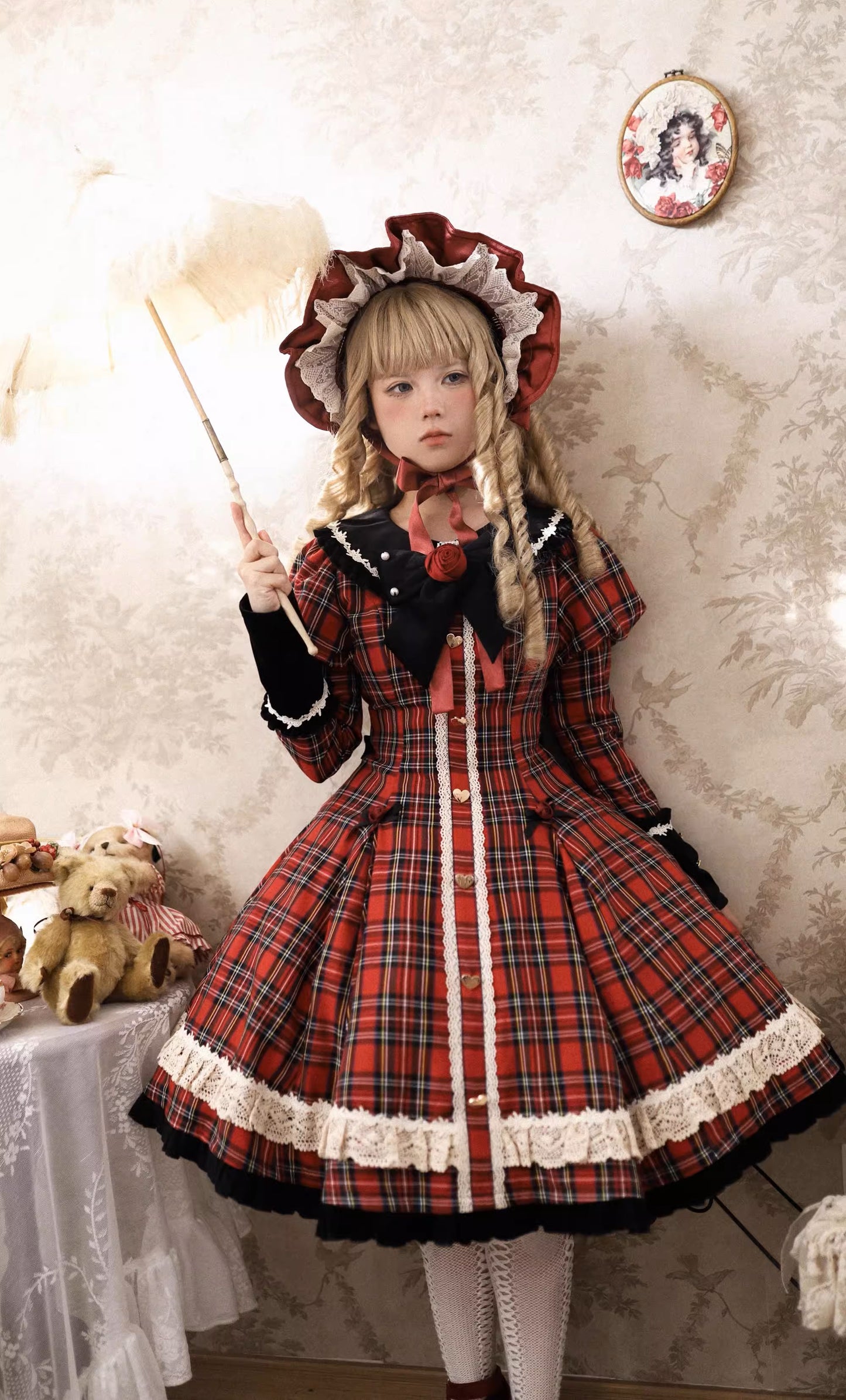 [Sale period ended] Big ribbon dress with gigot sleeves