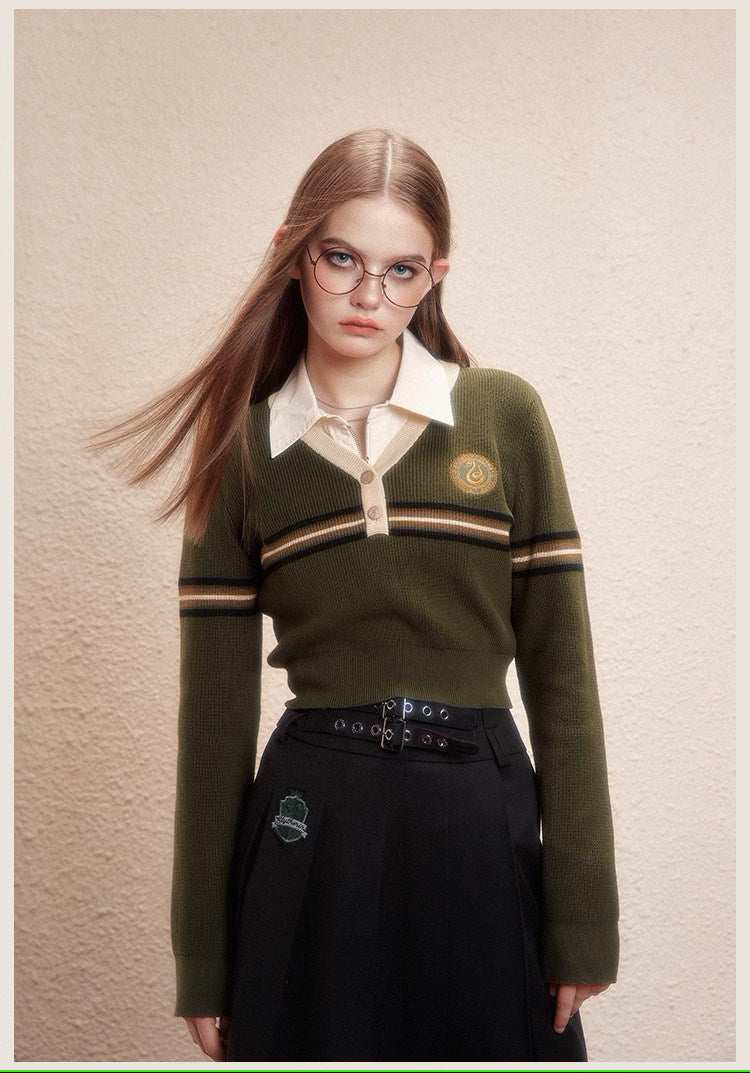 [Pre-order] Hogwarts School of Witchcraft and Wizardry V-neck short length knit
