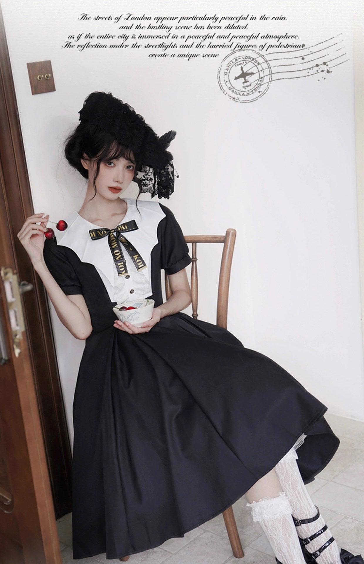 [Pre-orders available until 8/4] London Rain Classical Dress with Deformed Collar