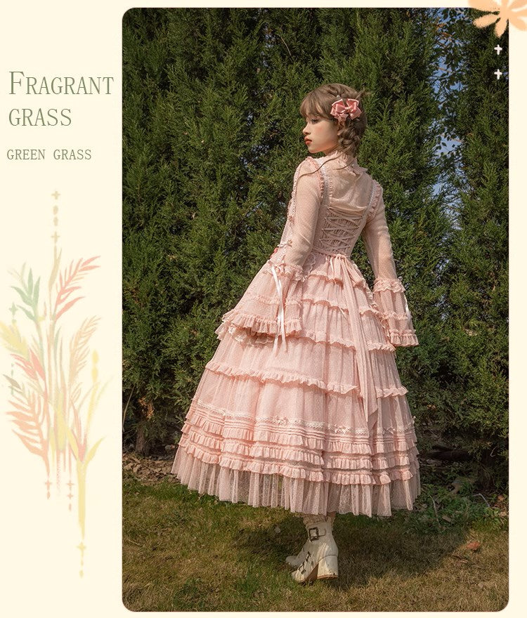 [Resale/Pre-orders available until 2/12] Fragrant Grass Polka Dot Tulle Jumper Skirt