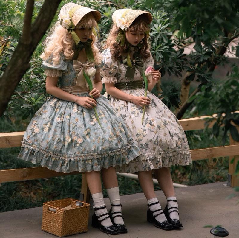 Camellia and Pearl プリントワンピース