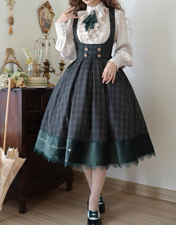 Fontainebleau 格子柄ハイウエストジャンパースカート