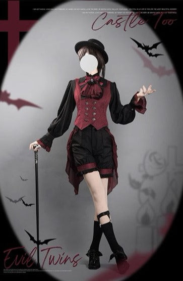 [Pre-orders available until 7/11] Evil Twins Red Prince-style blouse, vest, cape, pants [Buy 4 items and get 10% off]