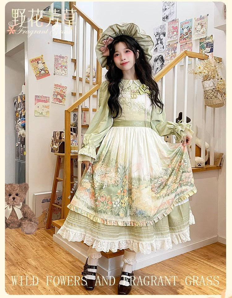 【再販・受注予約2/12まで】Fragrant Grass プリントジャンパースカート