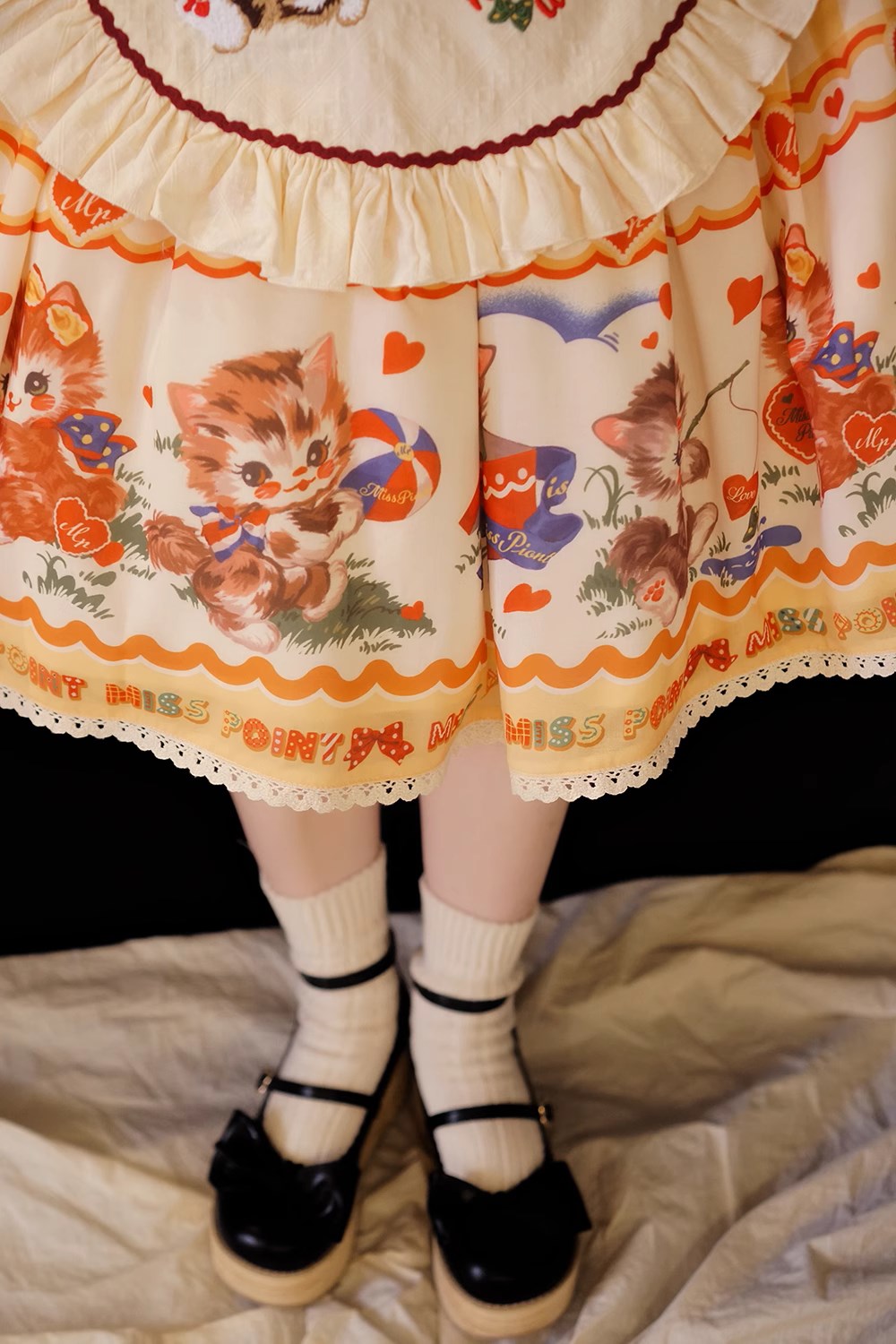 【予約販売】Sweet Kittyレトロフライングスリーブジャンパースカート