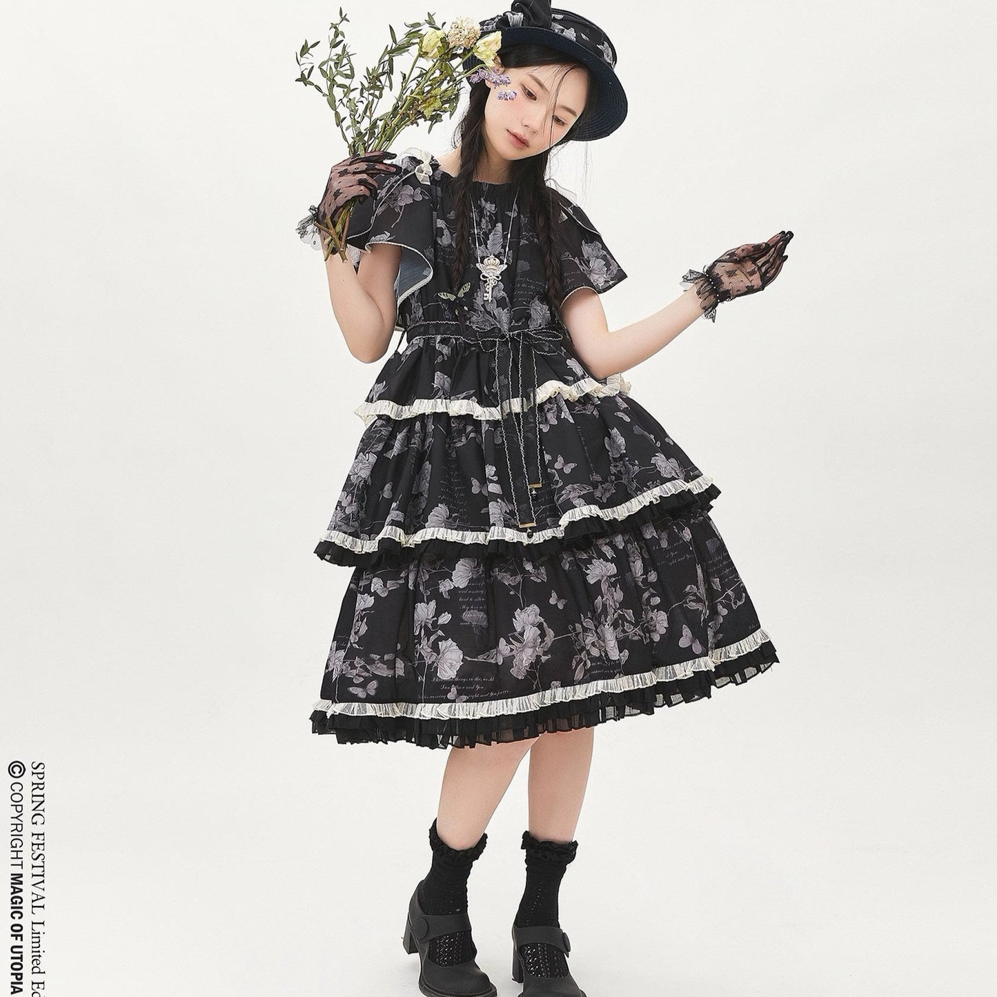 Withered Flowers 3 Tiered Dress