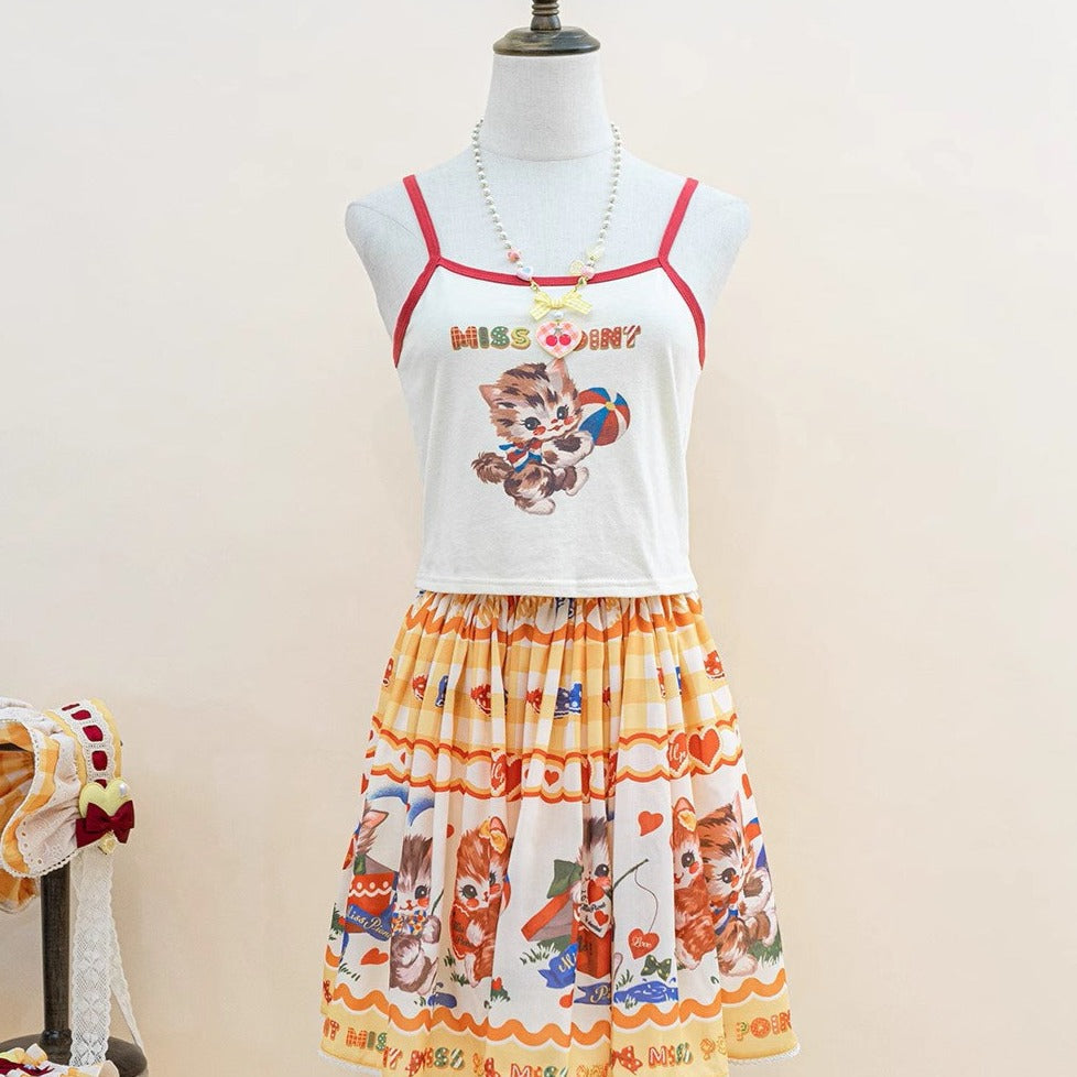 [Pre-order] Sweet Kitty Retro Print Camisole