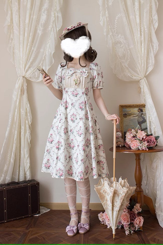 Floral Poetry Classical Short Sleeve Dress