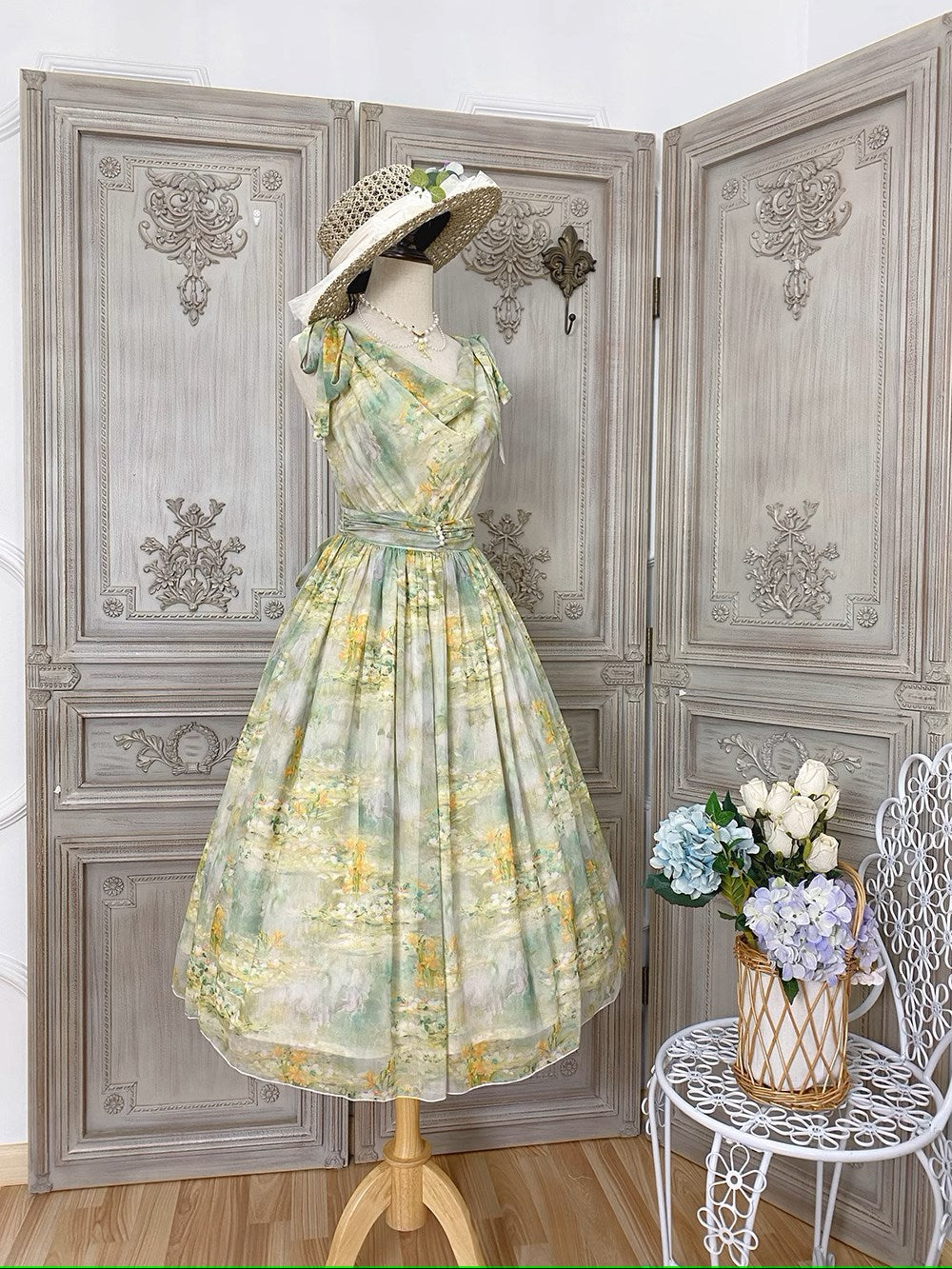 【予約販売】Elegance Greek 油彩画風プリントジャンパースカート
