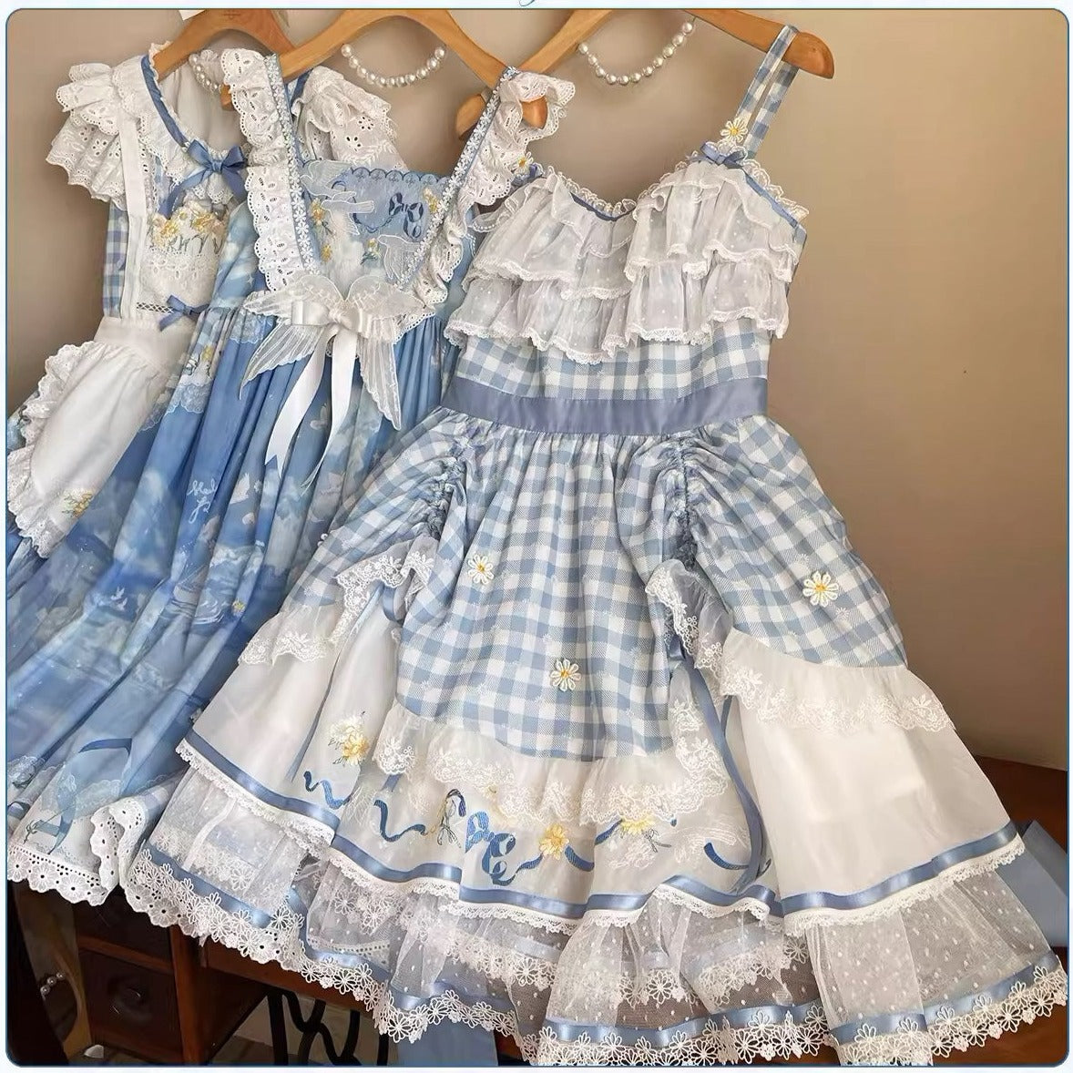 【再販・受注予約7/16まで】Daisy and Sky ギンガムチェックのジャンパースカート
