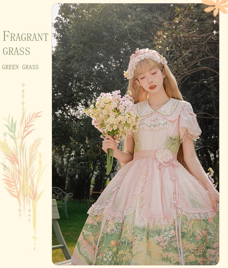 【販売期間終了】Fragrant Grass パフスリーブワンピース コットンタイプ
