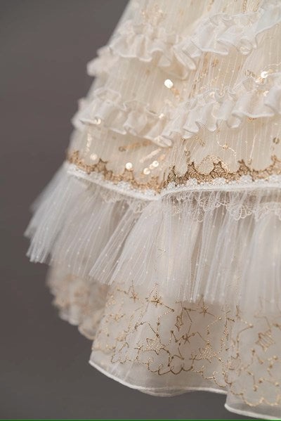 [Pre-orders available until 8/4] Starlight embroidered lace empire dress - Champagne