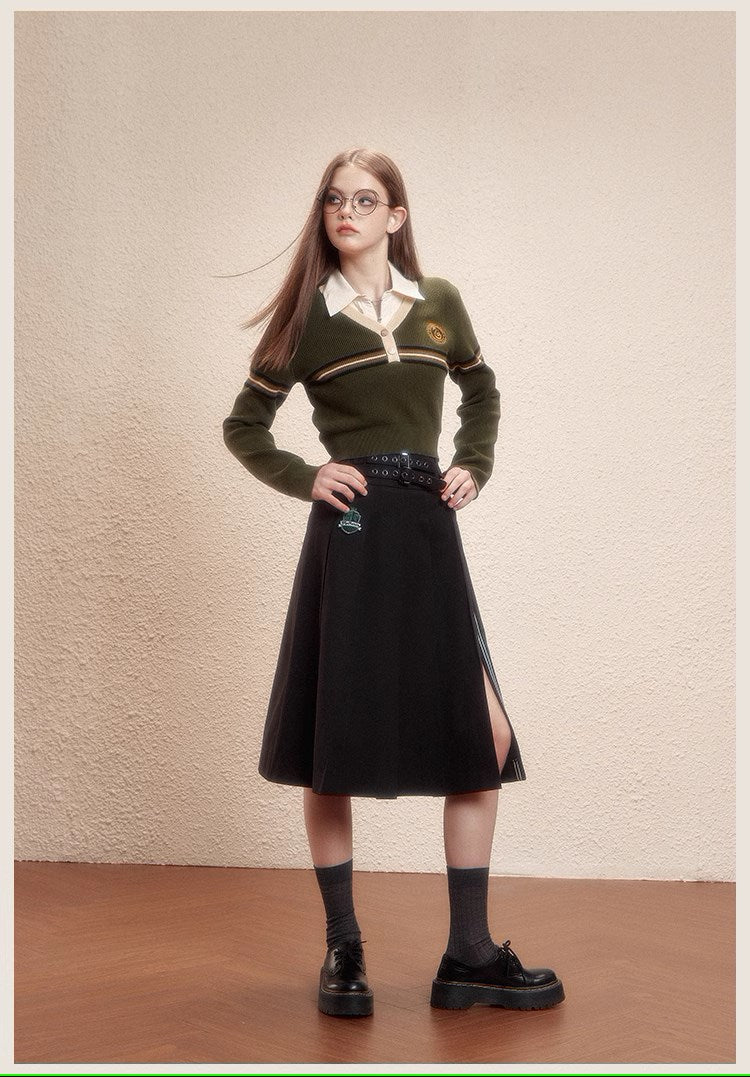 [Pre-order] Hogwarts School of Witchcraft and Wizardry V-neck short length knit