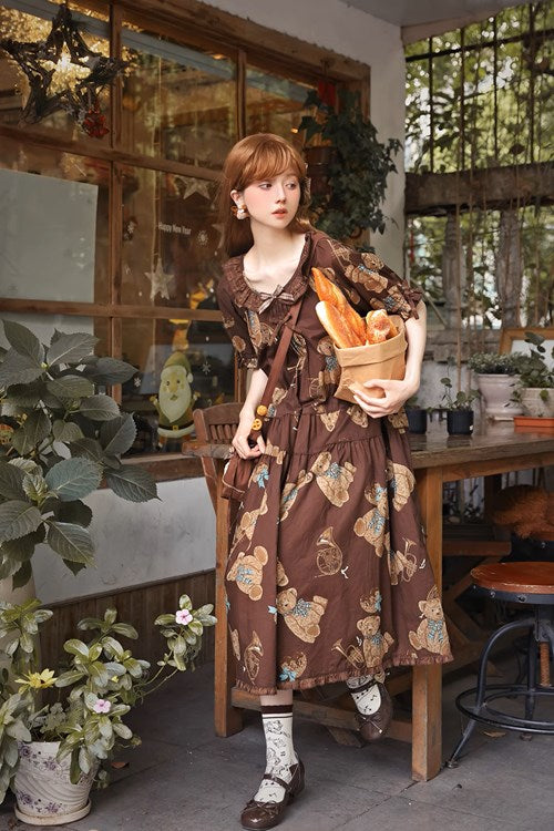 [Sales period ended] Chocolate Bear Movement One-piece dress type 1