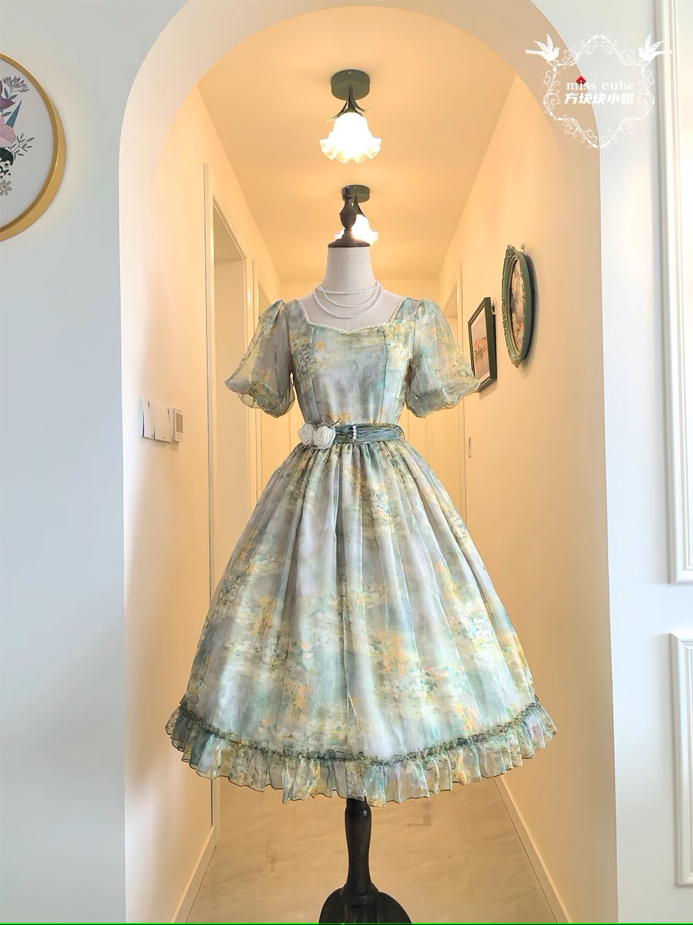 【予約販売】Elegance Greek 油彩画風プリントワンピース