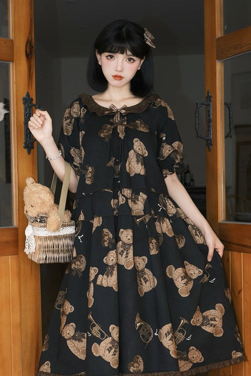 [Sales period ended] Chocolate Bear Movement One-piece dress type 1