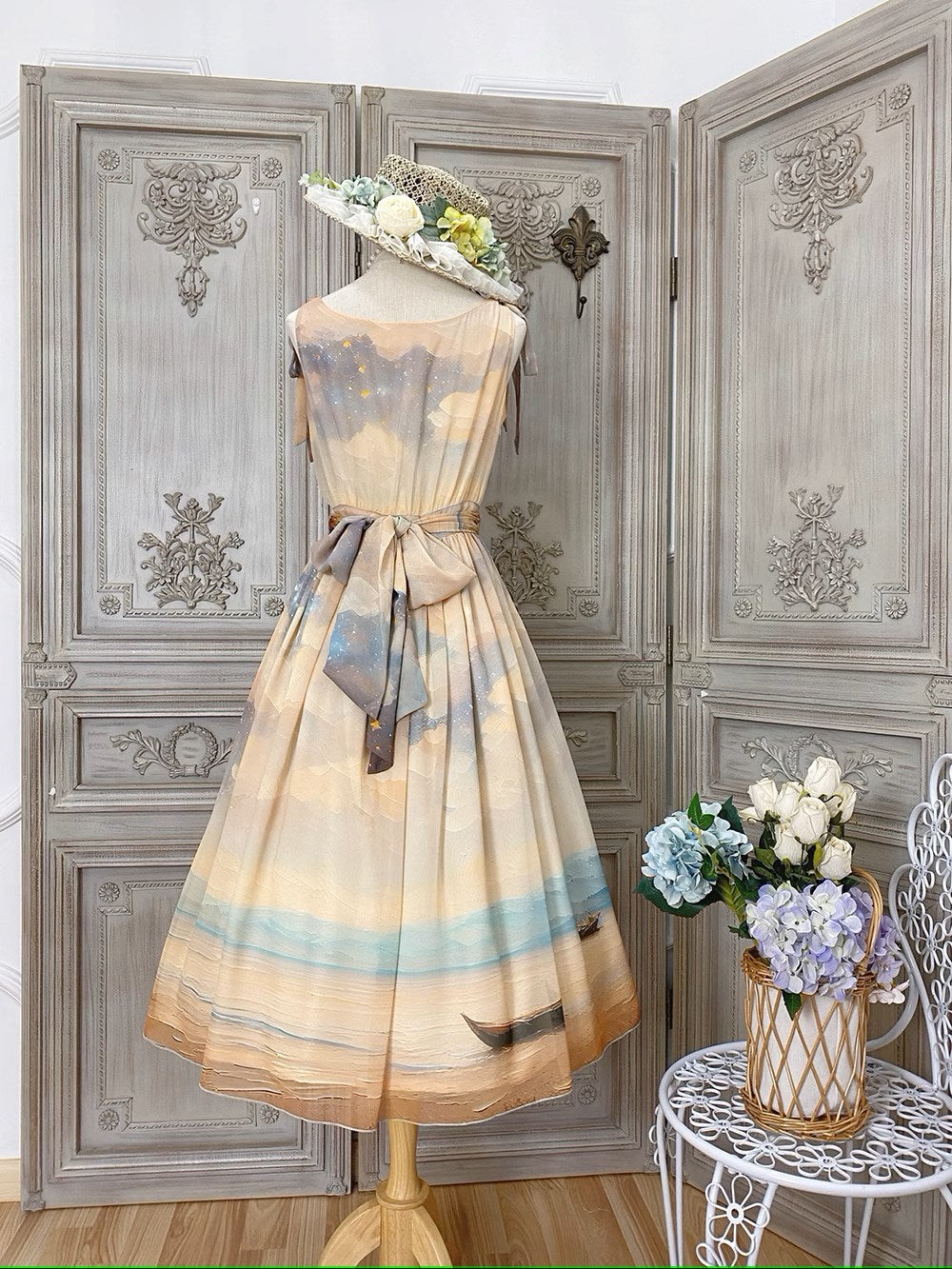 【予約販売】Elegance Greek 油彩画風プリントジャンパースカート