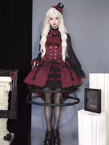 【受注予約7/11まで】Evil Twins Red ゴスロリ ブラウス・ベスト・マント・スカート【4点で10%オフ】