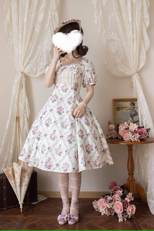 Floral Poetry Classical Short Sleeve Dress