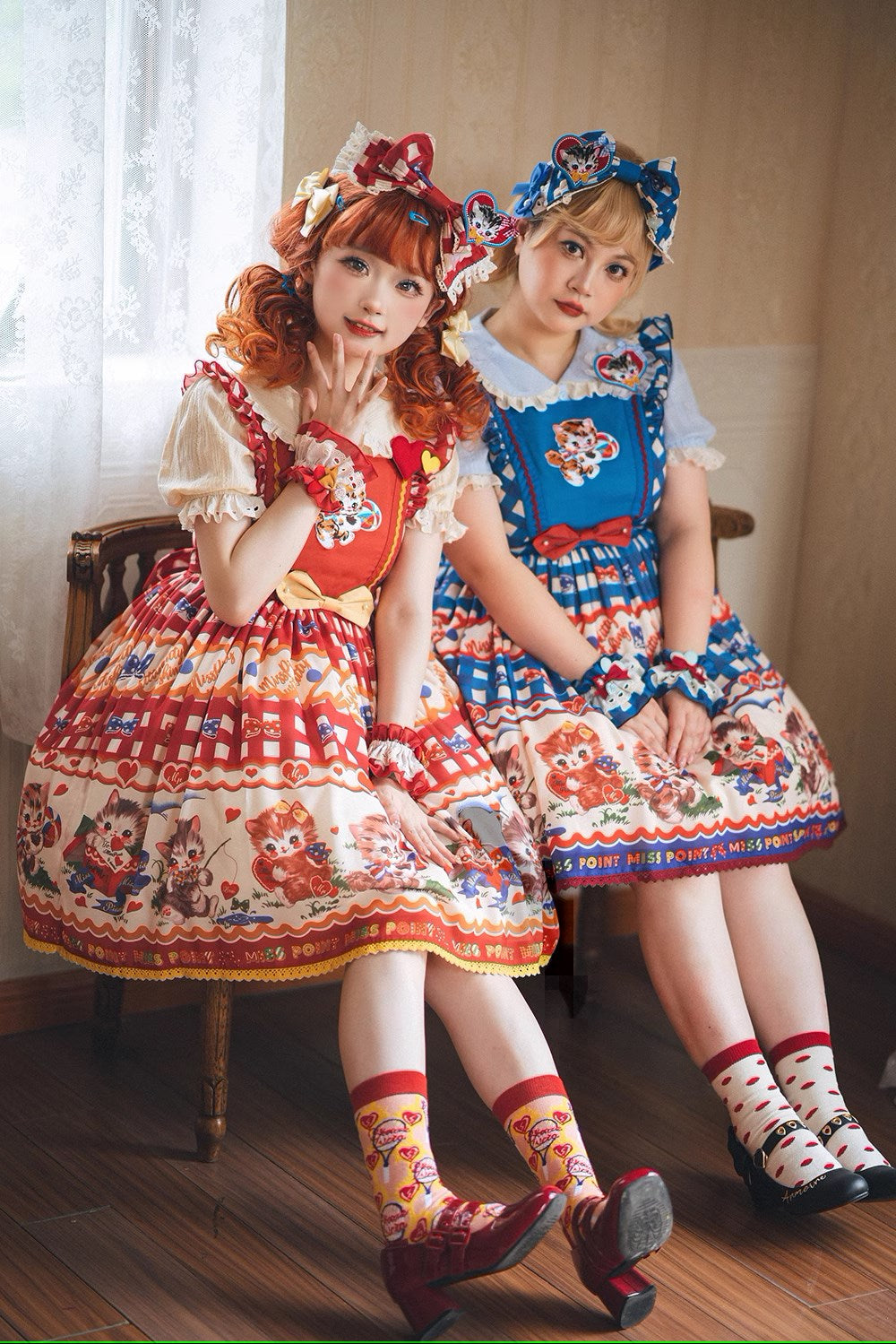 【予約販売】Sweet Kittyレトロフライングスリーブジャンパースカート