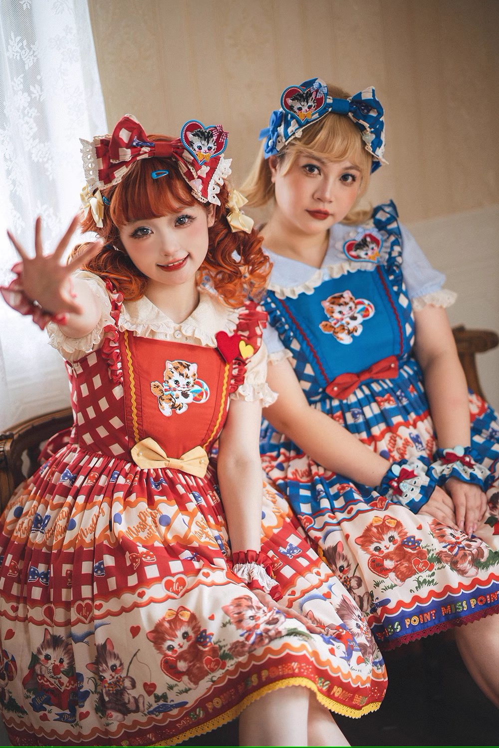 【予約販売】Sweet Kittyレトロフライングスリーブジャンパースカート