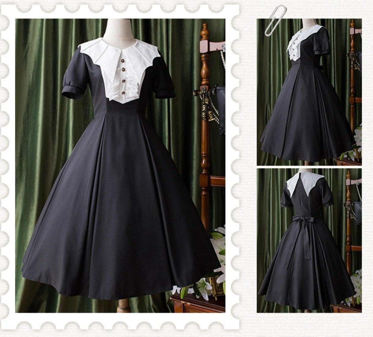 [Pre-orders available until 8/4] London Rain Classical Dress with Deformed Collar