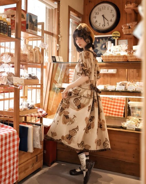 [Sales period ended] Chocolate Bear Movement One-piece dress type 1