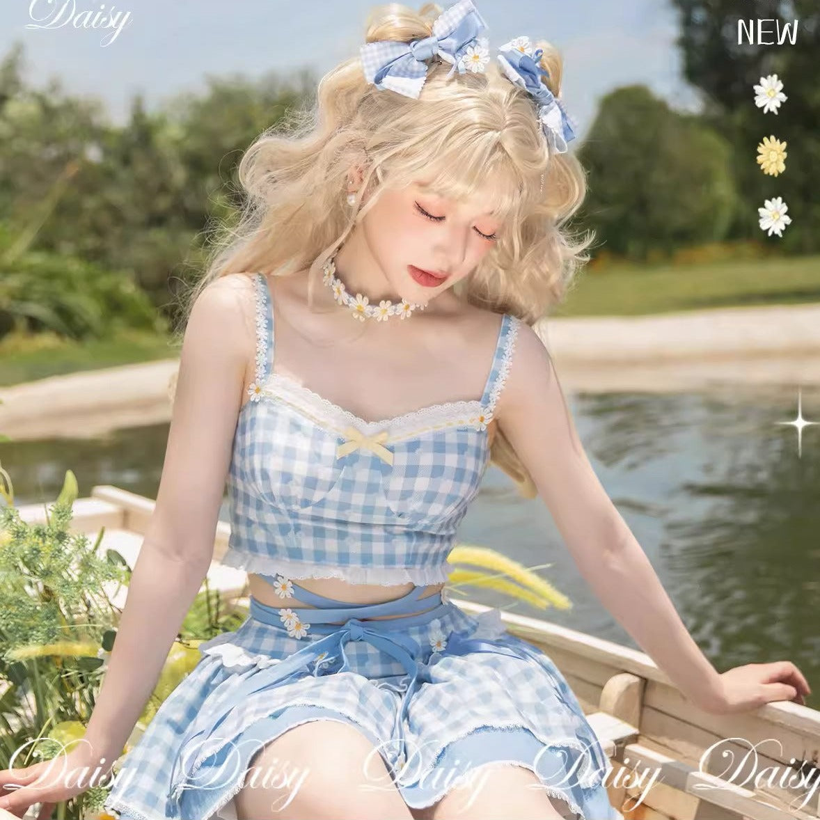 【再販・受注予約7/16まで】Daisy and Sky ギンガムチェックのキャミソールとミニスカート