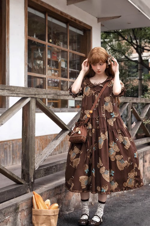 [Sales period ended] Chocolate Bear Movement One-piece dress type 1