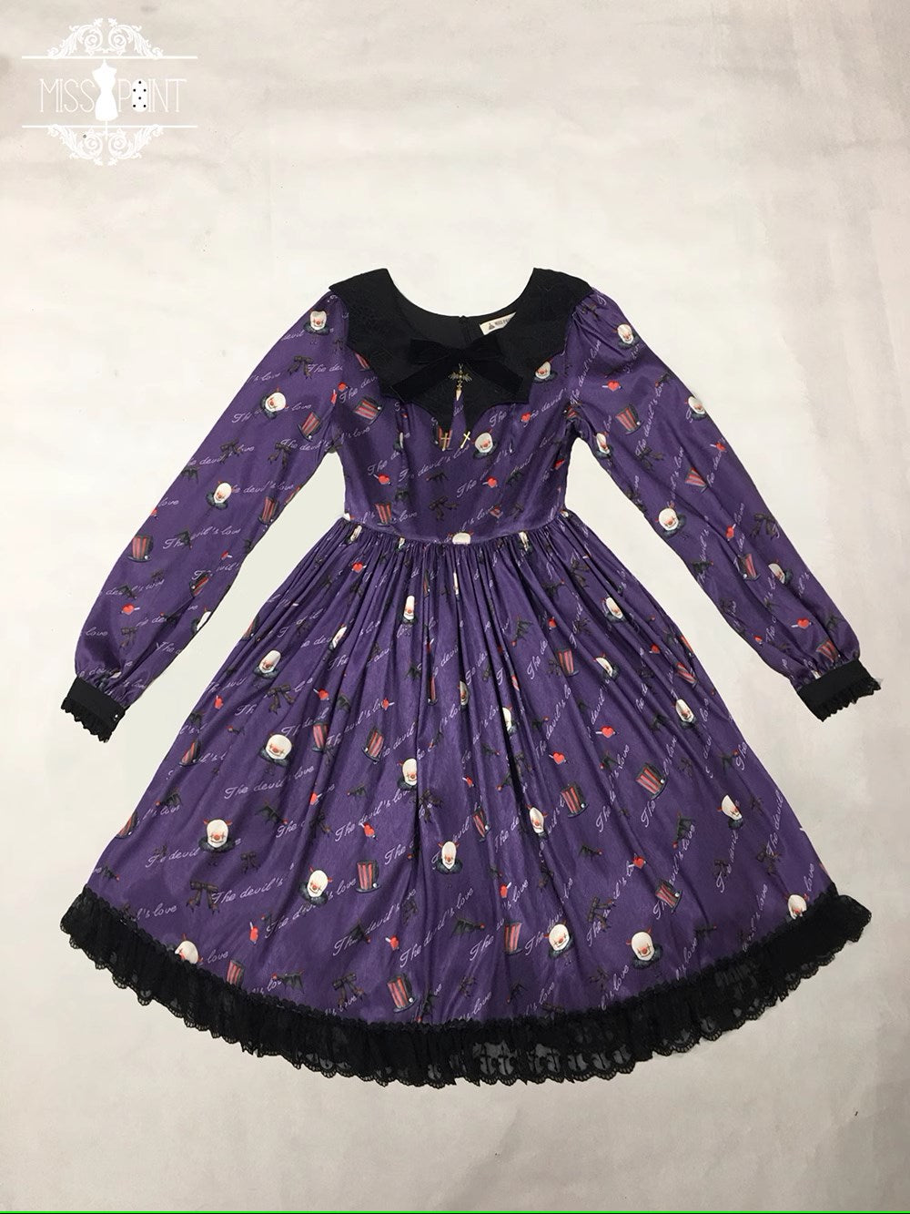 【予約販売】Clown Revival Night 蝙蝠襟の長袖ワンピース