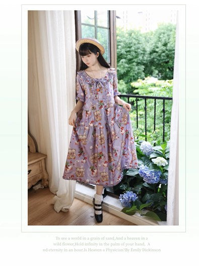 Camellia Berry Short Sleeve Dress Simple Type Long Length