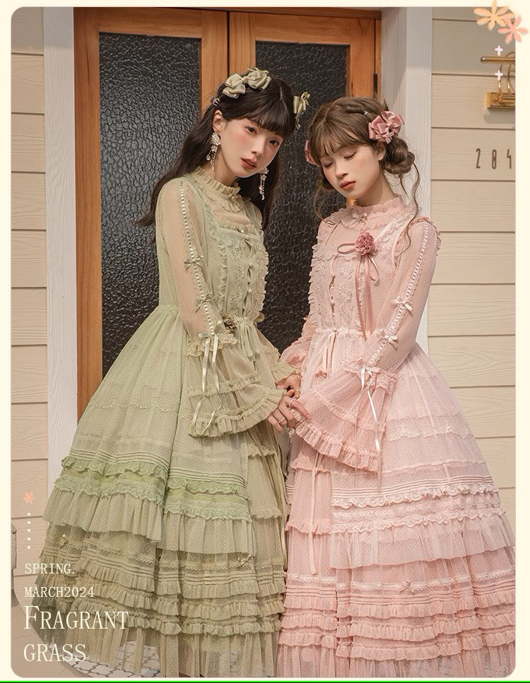 [Resale/Pre-orders available until 2/12] Fragrant Grass Polka Dot Tulle Jumper Skirt