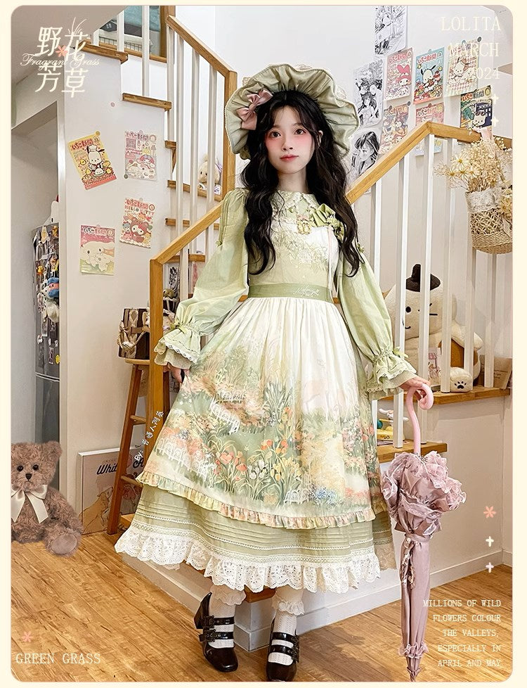 【再販・受注予約2/12まで】Fragrant Grass プリントジャンパースカート