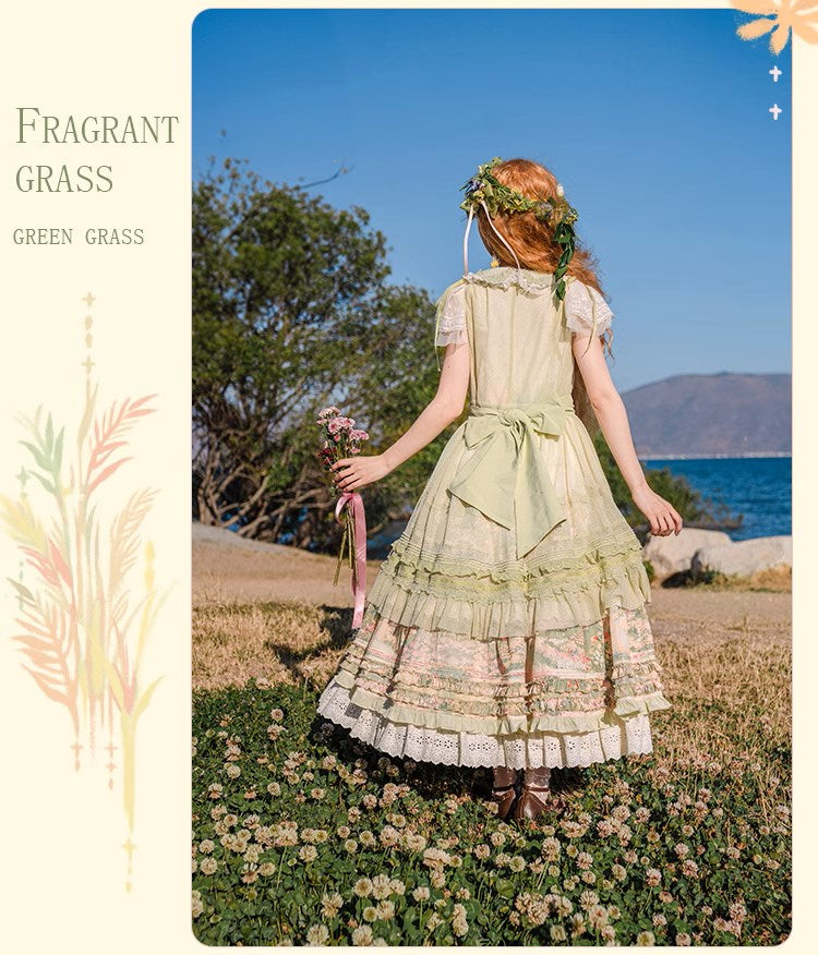 [Resale/Pre-orders available until 2/12] Fragrant Grass Flare Sleeve Tiered Dress