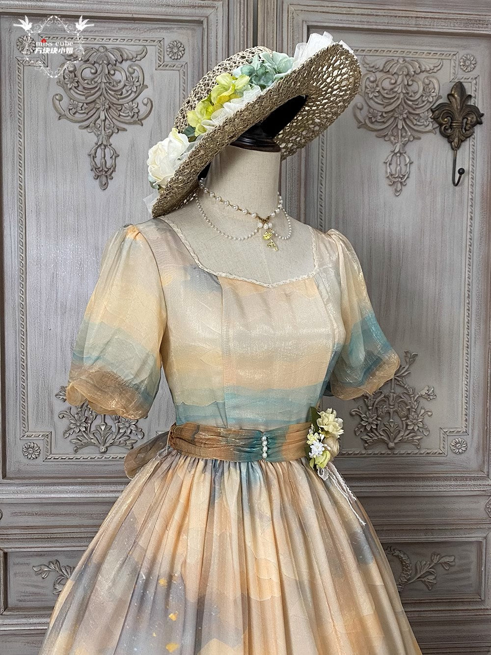 【予約販売】Elegance Greek 油彩画風プリントワンピース