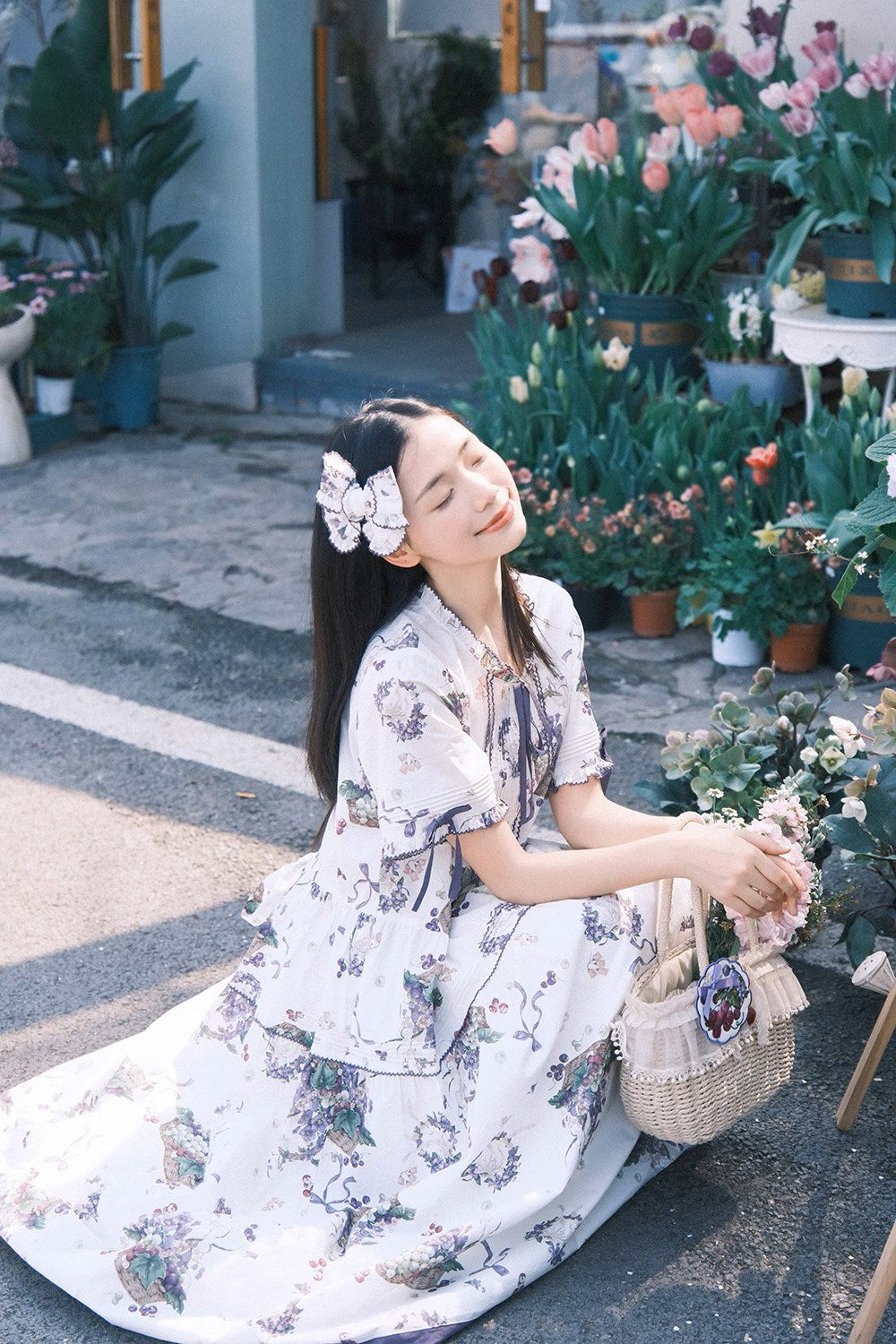 Picnic Basket ワンピース ぶどう柄