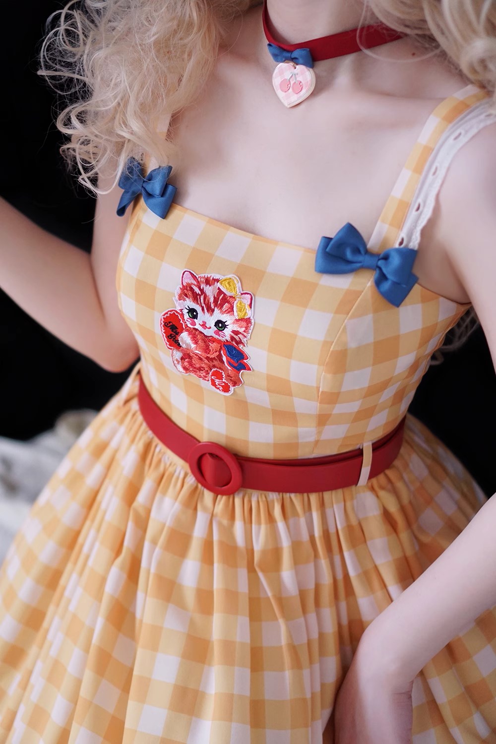 【予約販売】Sweet Kittyレトロシンプルジャンパースカート