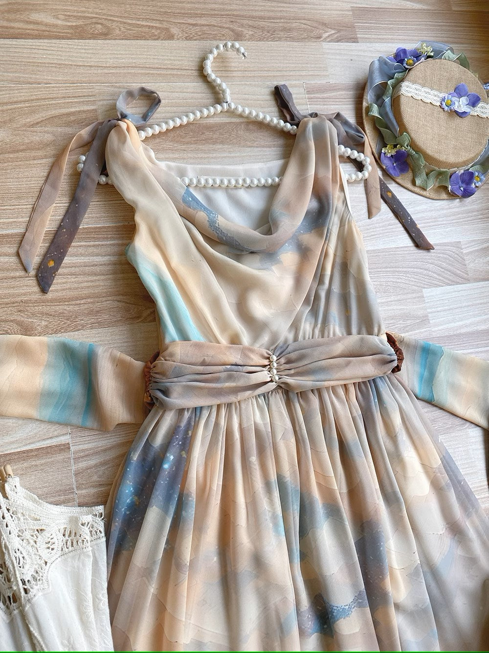 【予約販売】Elegance Greek 油彩画風プリントジャンパースカート