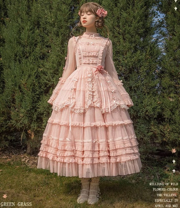 [Resale/Pre-orders available until 2/12] Fragrant Grass Polka Dot Tulle Jumper Skirt