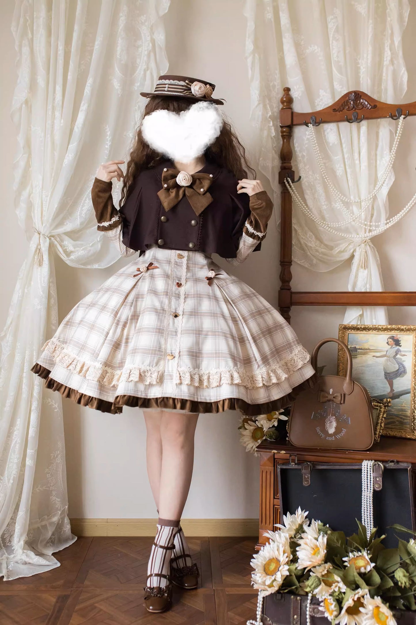 [Sale period ended] Big ribbon dress with gigot sleeves