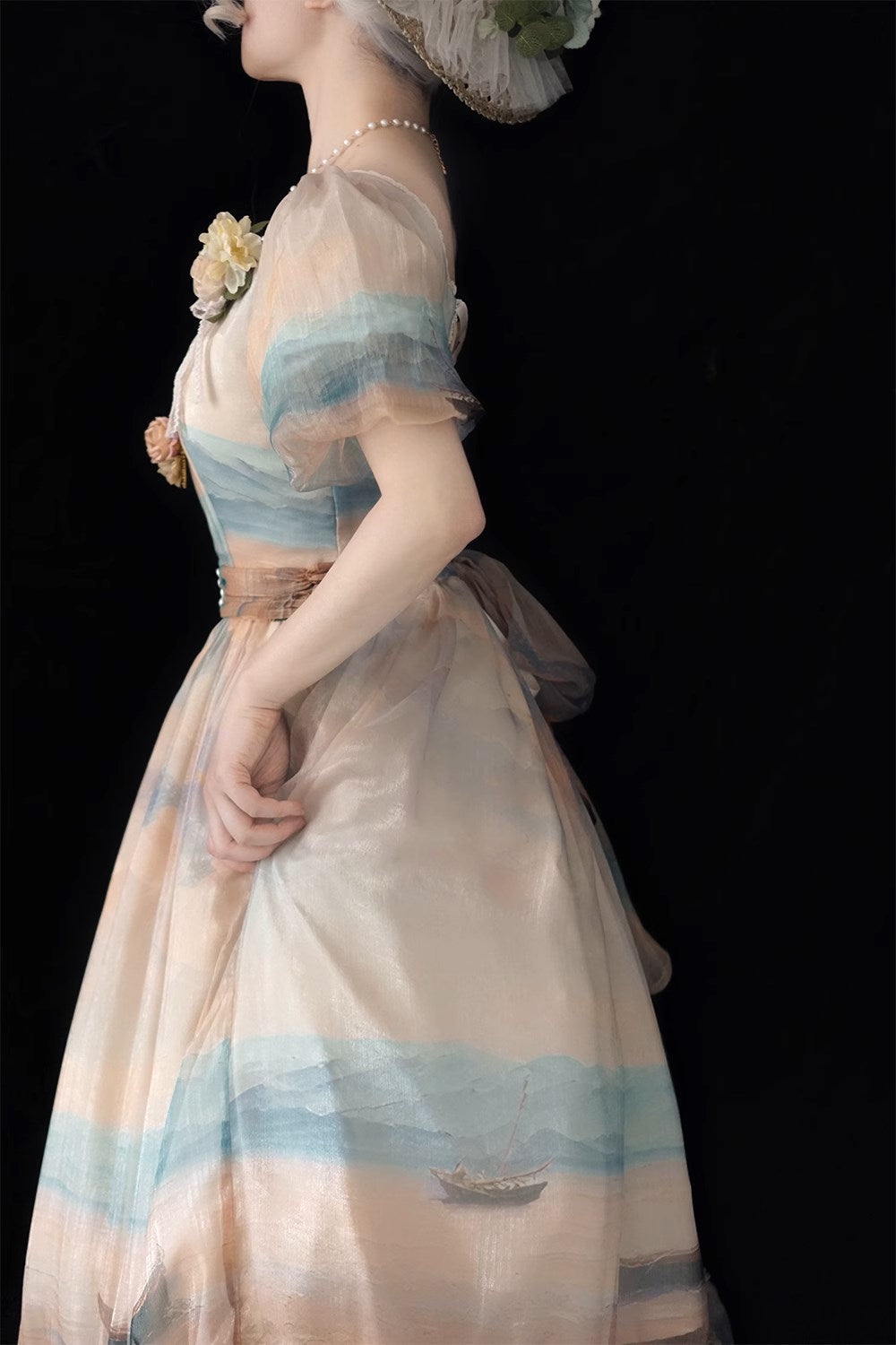 【予約販売】Elegance Greek 油彩画風プリントワンピース