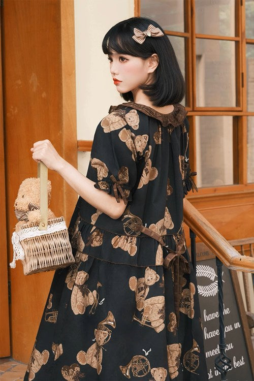 [Sales period ended] Chocolate Bear Movement One-piece dress type 1